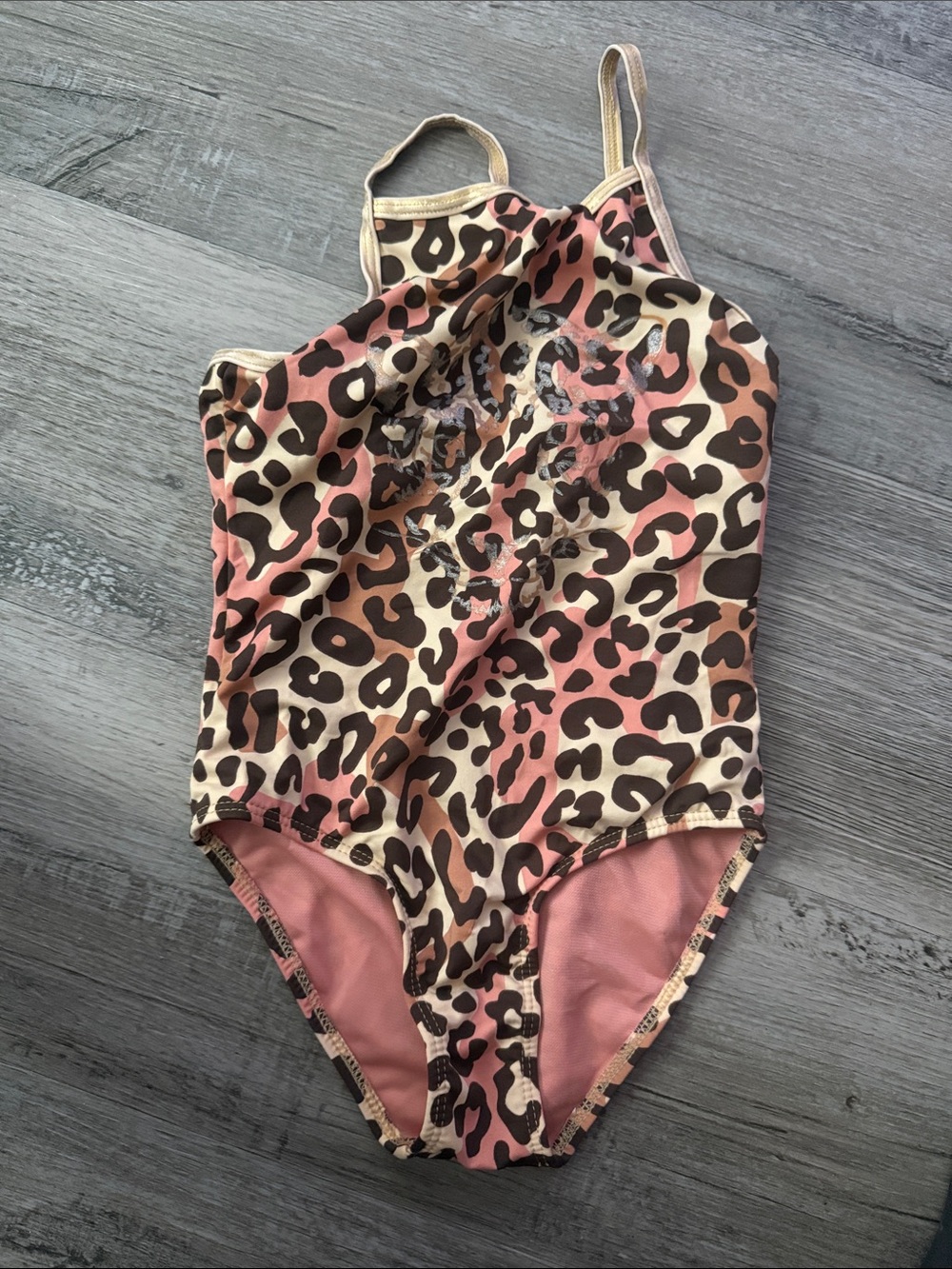 Jantzen Leopard Print One-Piece Swimsuit in Pink and Beige